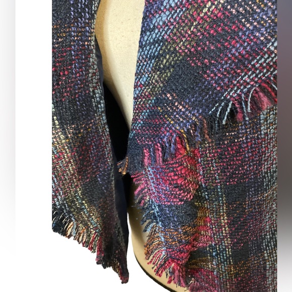 Sold!!!KARL LAGERFELD Paris Dress Jacket Size 6 Plaid Tweed Blue Multi Waterfall - Picture 6 of 11